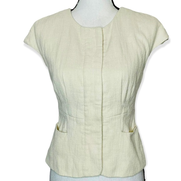 J. Crew Beige Tweed Capped Sleeves Popover Top. Size 2 - Picture 1 of 12